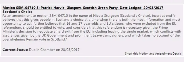 Scottish Green Party amendment