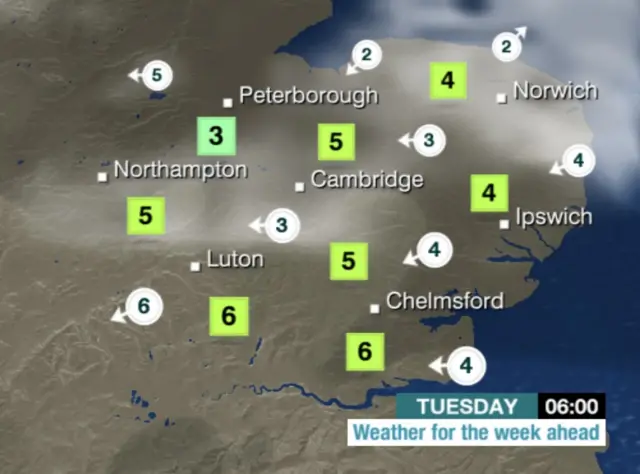 Weather graphic for 06:00 Tuesday