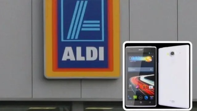 The Acer Z150 (pictured) against Aldi logo