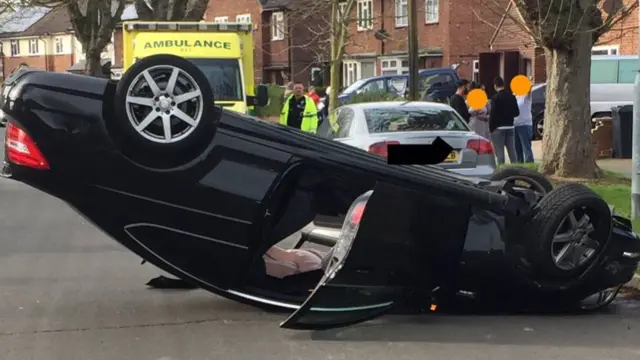 Car on its roof