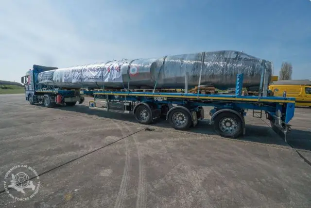 
          The French nuclear Mirage IV is being transported by road and sea
        