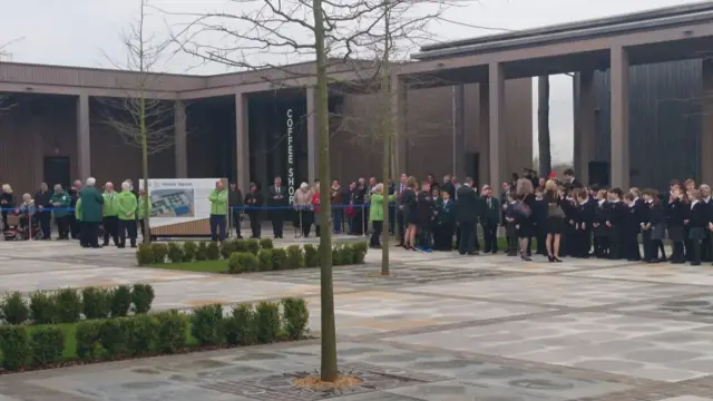 Children waiting at the Remembrance Centre