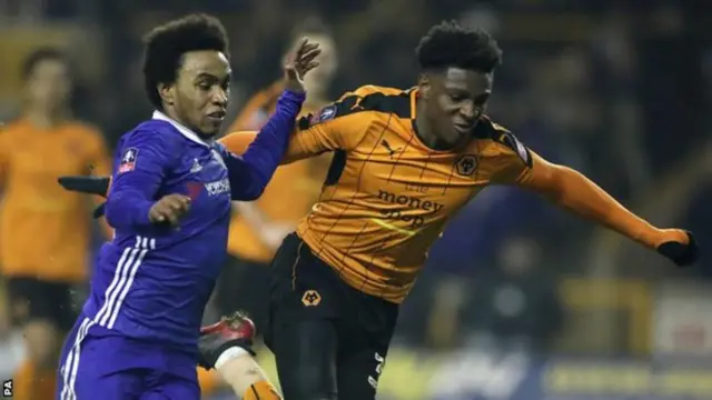 Kortney Hause playing against Chelsea in the FA Cup