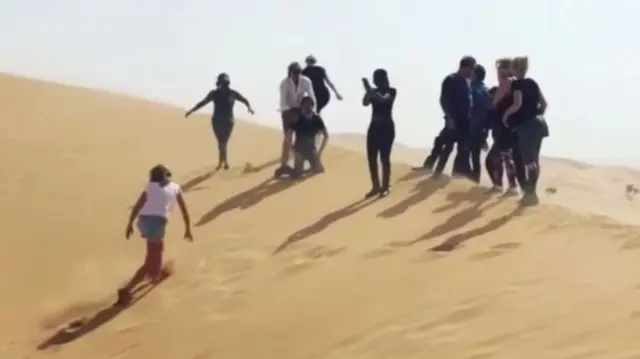 Rod Stewart and family in the desert