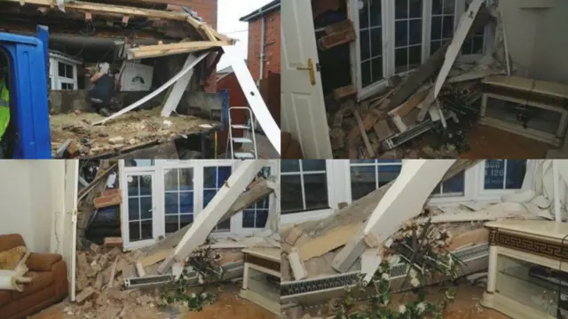 Damage caused to inside and outside of house