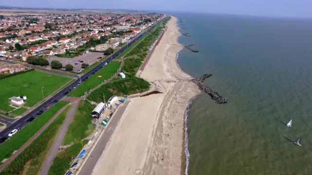 The coastline between Clacton and Holland-on-Sea