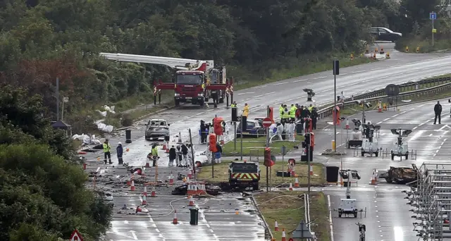 Scene of Shoreham crash