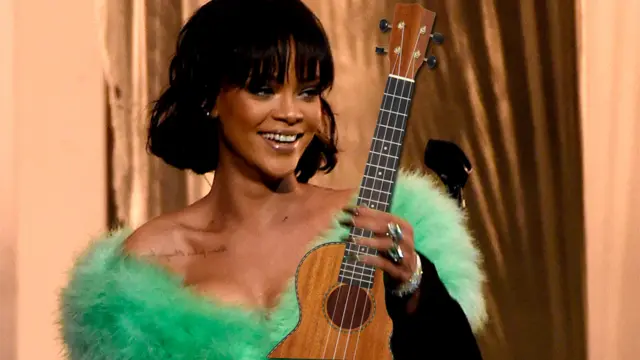 Rihanna and a ukulele