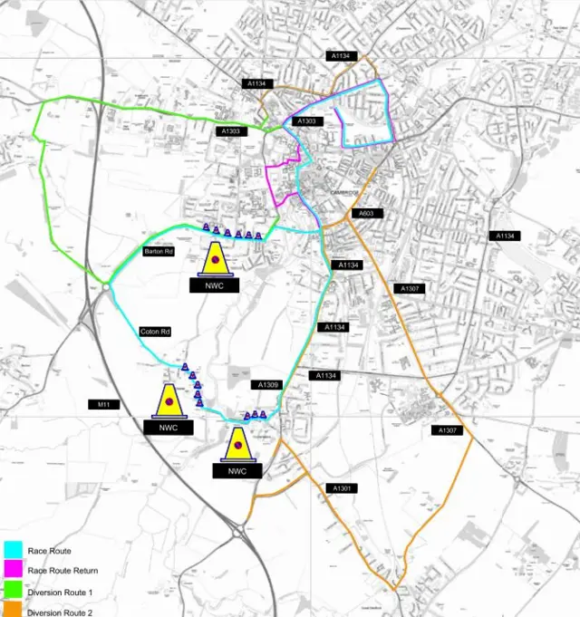 Map of road closures