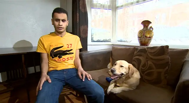 Saleh Ahmed with his guide dog