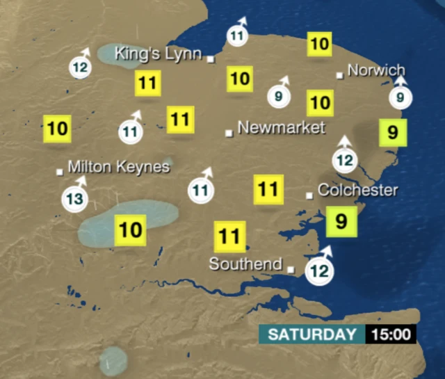 WEeather graphic for 15:00 Saturday