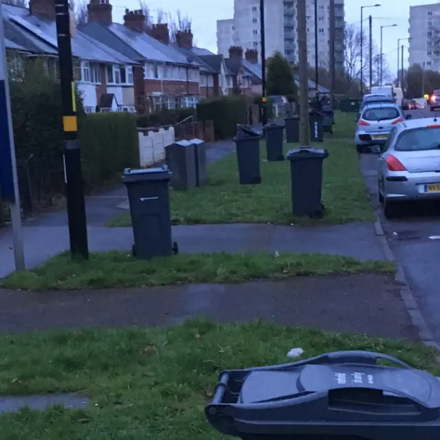 
          West Boulevard in Quinton, where the bins should have been collected on Monday
        