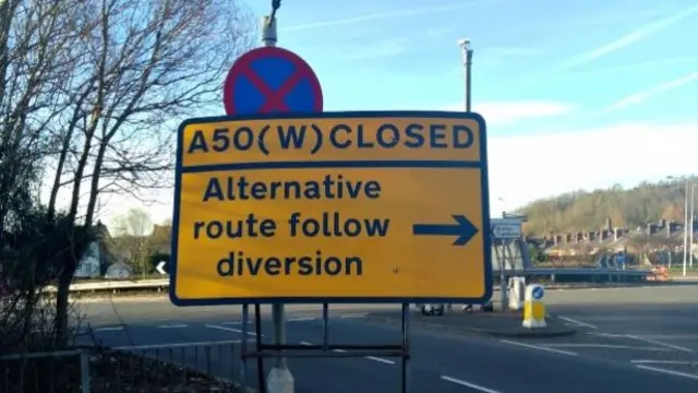 A50 diversion sign