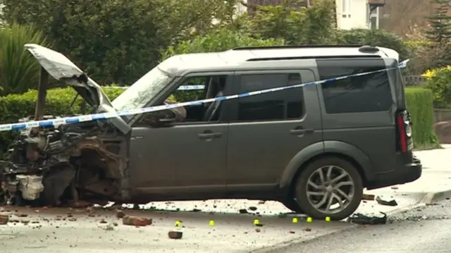 A Land Rover Discovery collided with a police vehicle