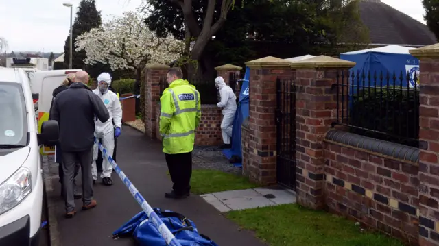 
          Police outside the home of Tracey and Peter Wilkinson - Greyhound Lane, Norton
        