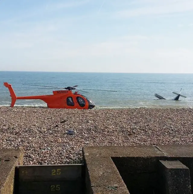 Crashed plane at Shoreham