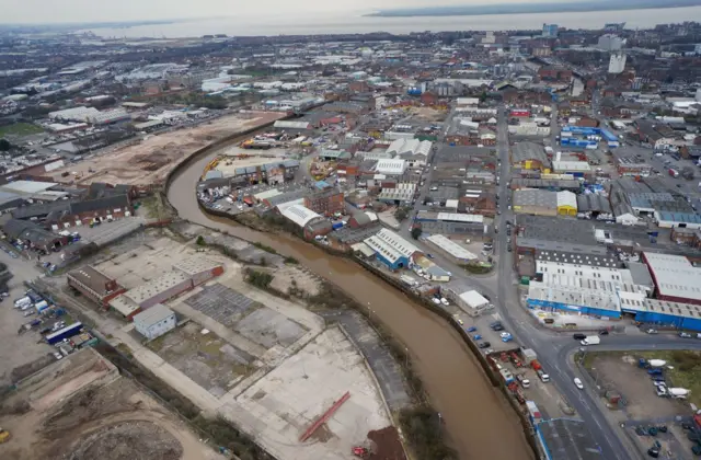 Aerial view of the River Hull