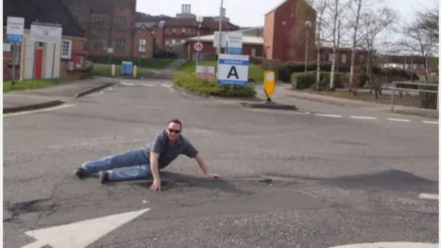 Pothole in Burton and Outwoods resident John Anderson