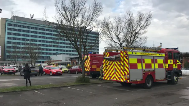 hospital with fire engines