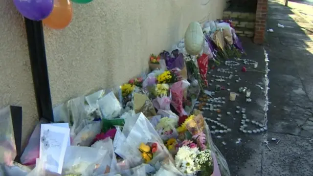 Flowers left in tribute