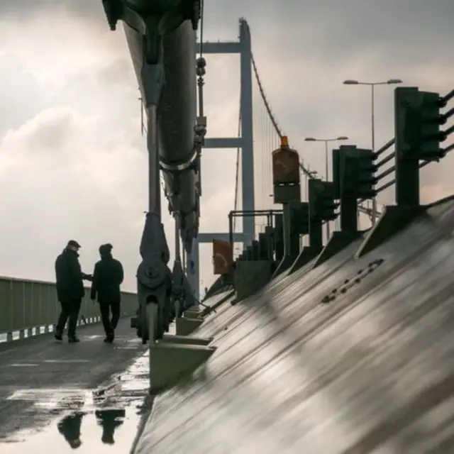 People on the Humber Bridge