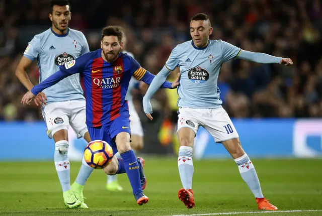 Lionel Messi and Iago Aspas