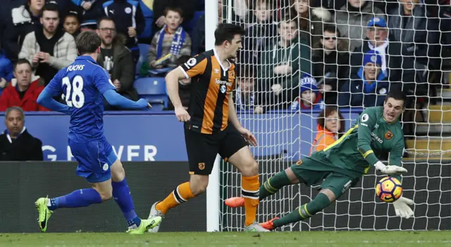 Christian Fuchs scores for Leicester