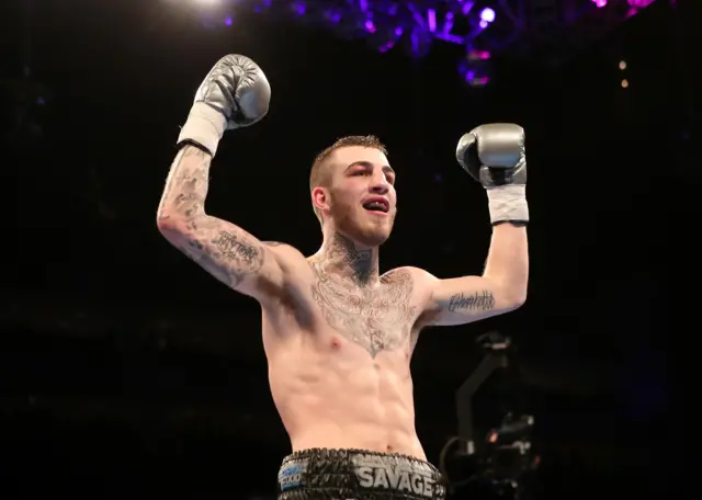 Sam Eggington celebrates after beating Paulie Malignaggi