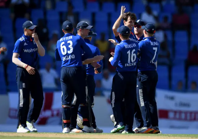 Steven Finn celebrates