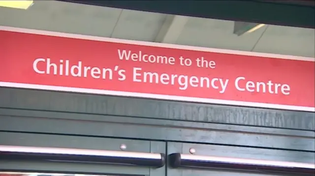 Children's Emergency Centre entrance sign at Stafford