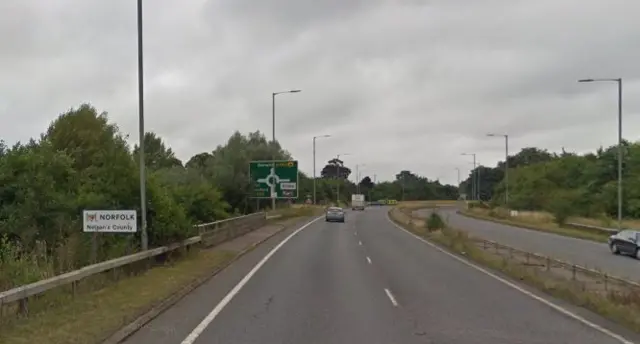 A140, Norfolk/Suffolk border