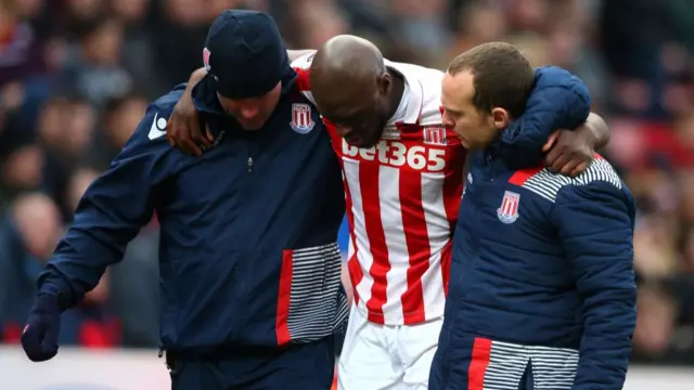 Bruno Martins Indi of Stoke City walks off injured