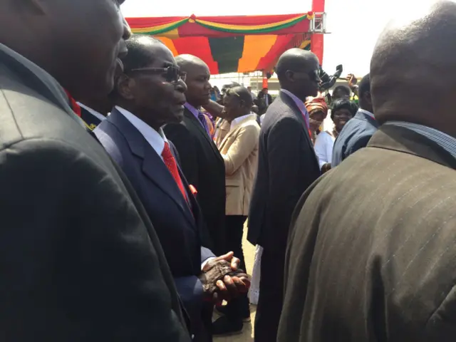 
          Robert Mugabe at the celebrations for Ghana's independence in Accra
        