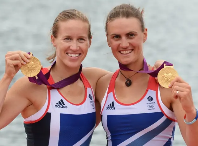 Helen Glover (left) with Heather Stanning in 2012