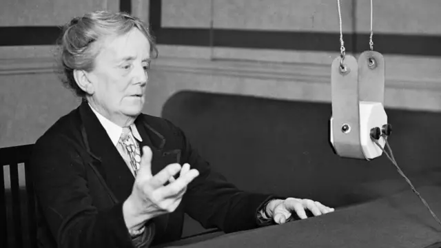 Ethel Smyth at the microphone in 1928