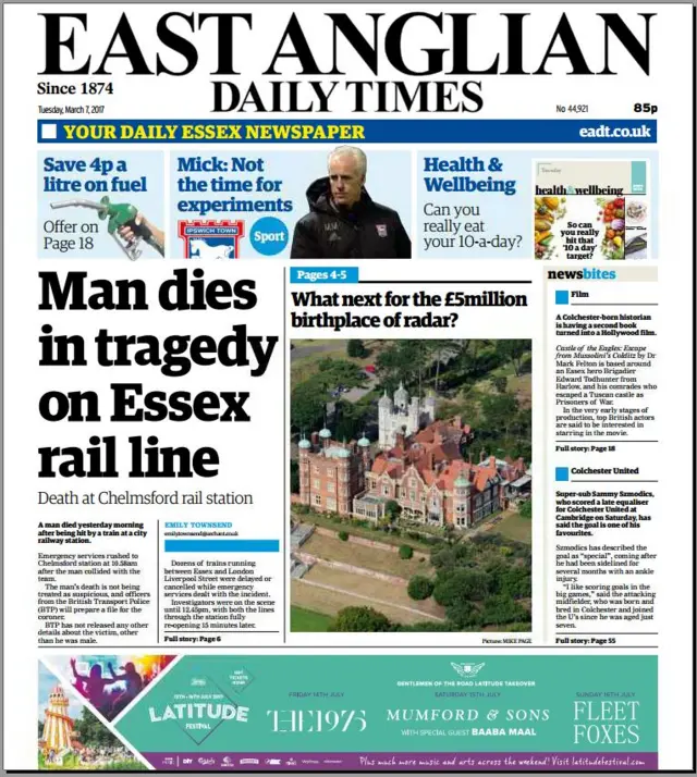 EADT front on 7 March