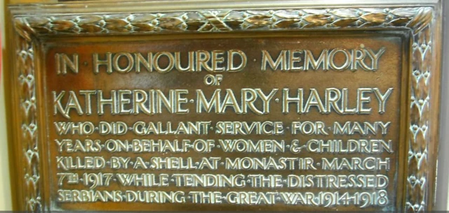 Plaque commemorating Katherine Harley