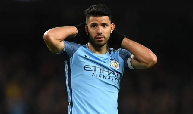 Aguero reacts