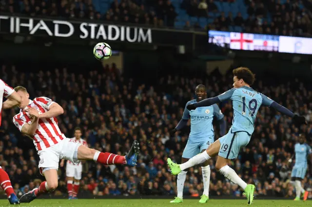 Leroy Sane takes a shot