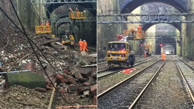 The damage near Liverpool Lime Street