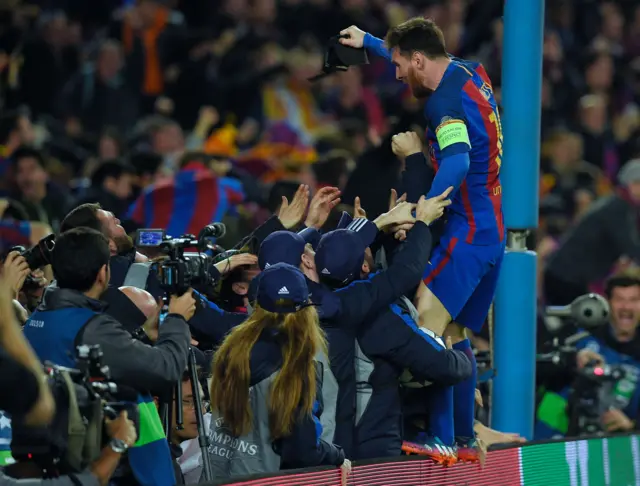 Lionel Messi celebrates their victory