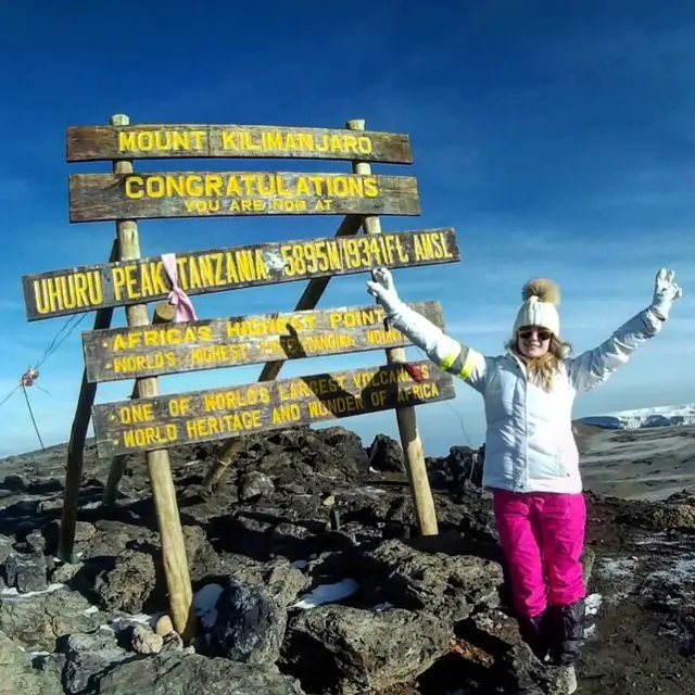 Emily Evans Miss Essex 2016 - on summit of Kilimanjaro