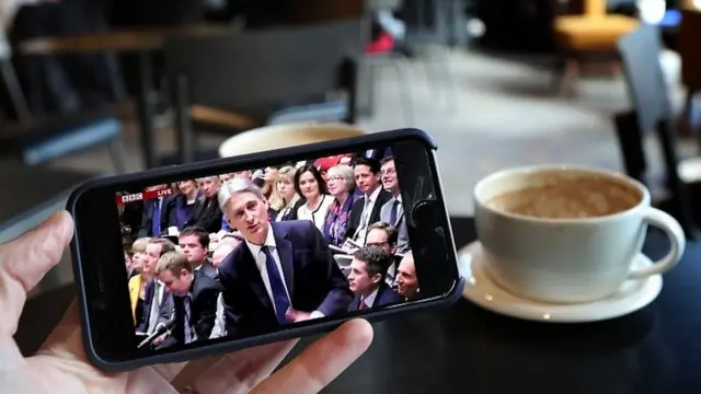 Man watching Budget on smartphone