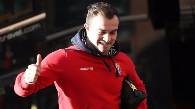 Xherdan Shaqiri of Stoke City arriving before a game