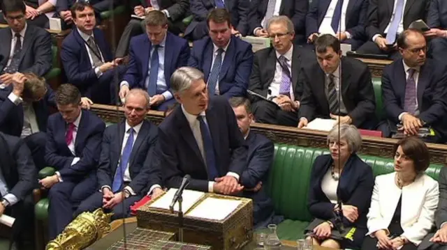 Chancellor Philip Hammond revealing his budget