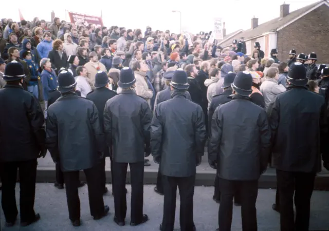 Police and striking miners