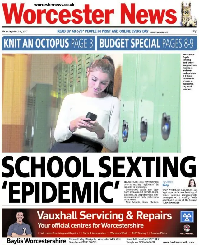 Worcester News front page