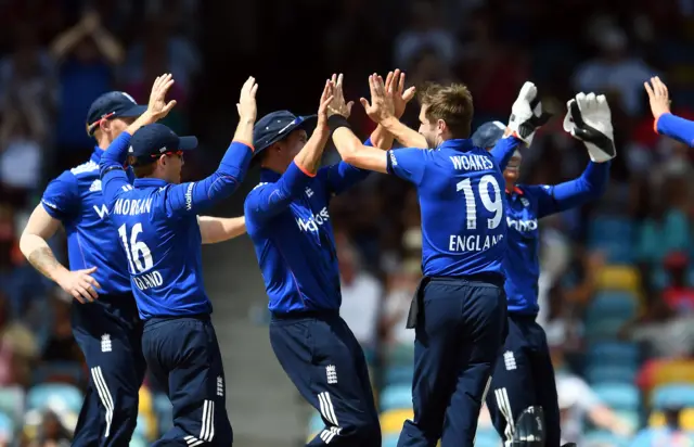 Chris Woakes celebrates