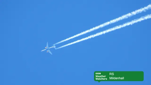 Plane in sky over Mildenhall