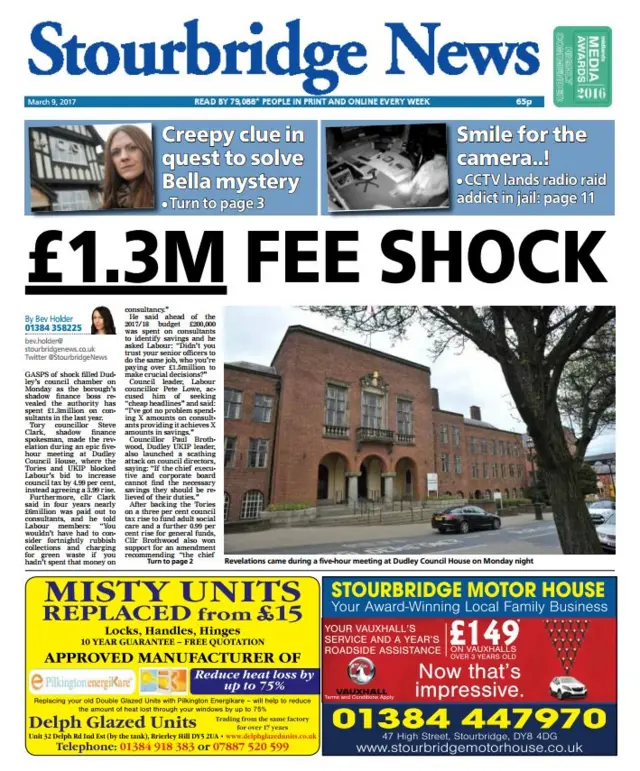 Stourbridge News frontpage